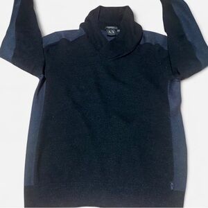 Armani  Exchange Black 100% Merino Wool Sweater minimalist